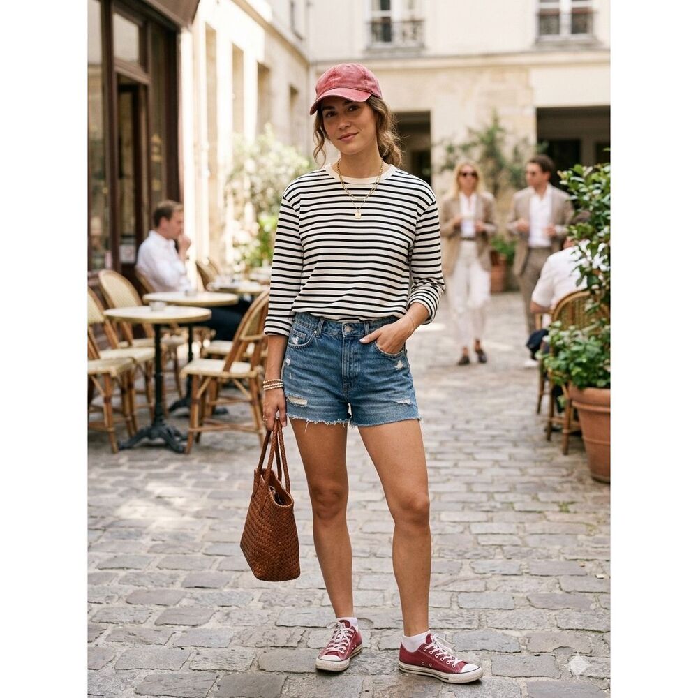 ZARA 100% Cotton Striped Long Sleeve Shirt Size S